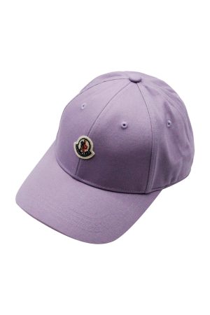 Berretto Moncler in Cotone con Visiera e logo Colore Lilla (3B00019)