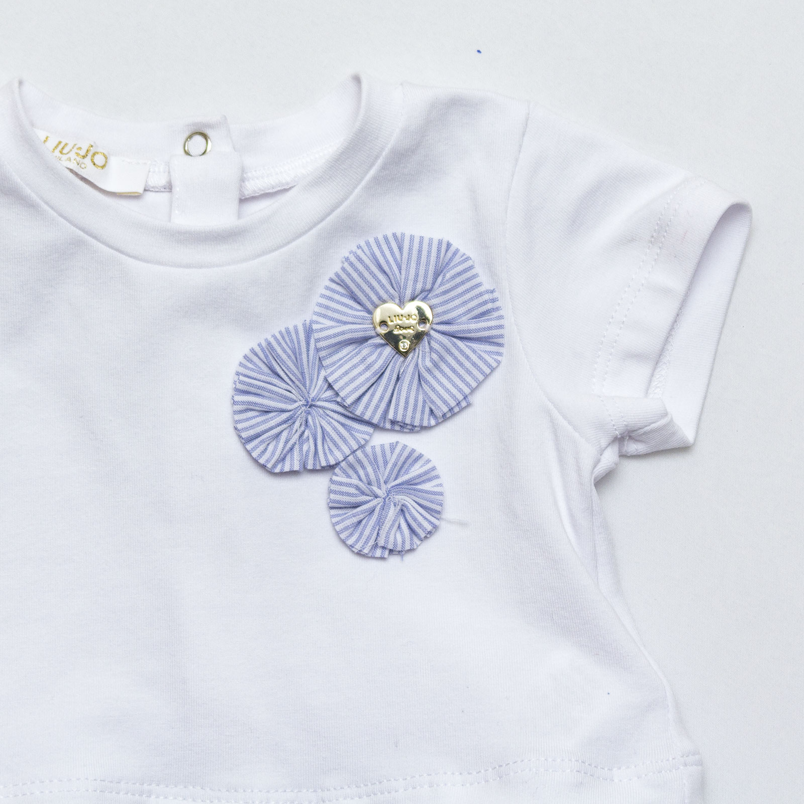 T-shirt LiuJo Baby in Cotone con Fiocchi Applicati Colore Bianco (H18041J5003) T-shirt LiuJo Baby in Cotone con Fiocchi Applicati Colore Bianco (H18041J5003)