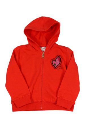 Felpa Liu Jo con zip e cappuccio e stampa cuore colore Arancio (KF2084)