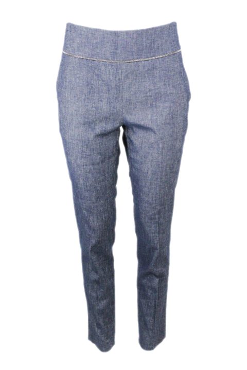 Pantalone Fabiana Filippi con zip laterale colore Denim (PAD270w781)