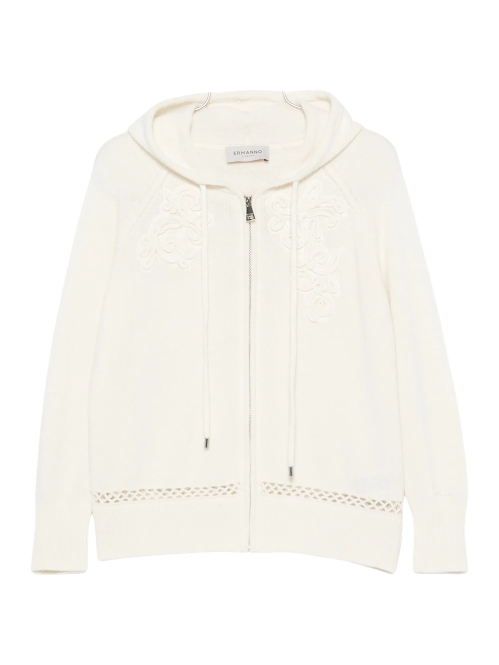 Maglia full zip Ermanno Firenze in misto cashmere con cappuccio Colore Ecrù (D49EN045E54) Maglia full zip Ermanno Firenze in misto cashmere con cappuccio Colore Ecrù (D49EN045E54)