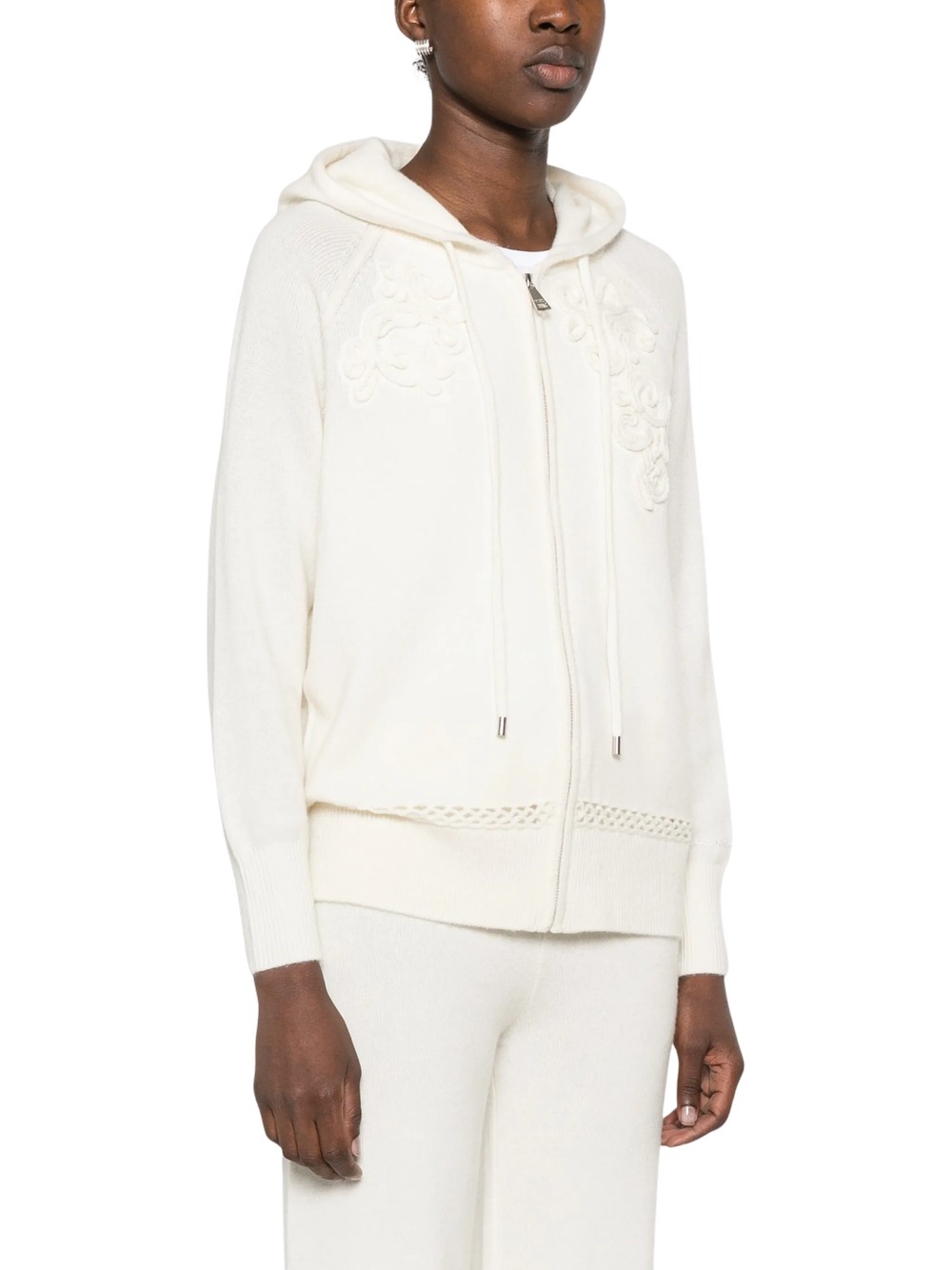 Maglia full zip Ermanno Firenze in misto cashmere con cappuccio Colore Ecrù (D49EN045E54) Maglia full zip Ermanno Firenze in misto cashmere con cappuccio Colore Ecrù (D49EN045E54)