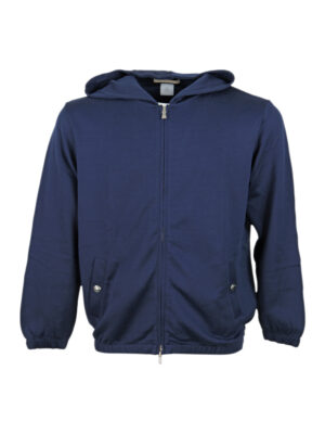 Maglia a felpa jogging Eleventy in seta e cotone con cappuccio Colore Blu (M75FELM06)